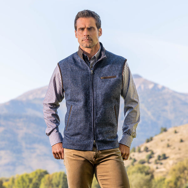 Asheville British Wool Vest - Blue Donegal - Madison Creek Outfitters
