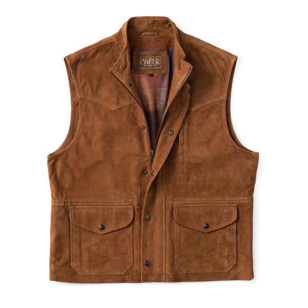 トップス goa goat leather patchwork cutoff vest Bandera Goat Suede Leather Vest - Madison Creek Outfitters