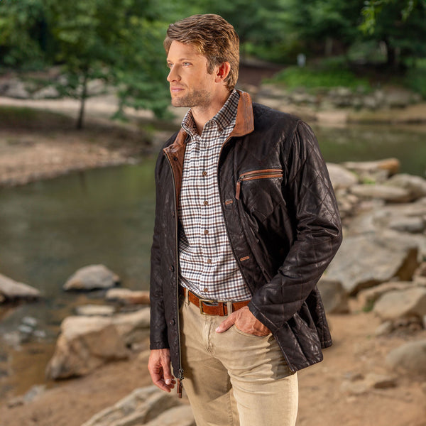 Men's Waxed Goat Suede Jacket | Rainier Chocolate | Madison Creek