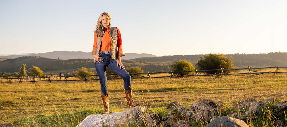 Madison Creek Outfitters Ladies Claire Blue & Brown Plaid main image 1