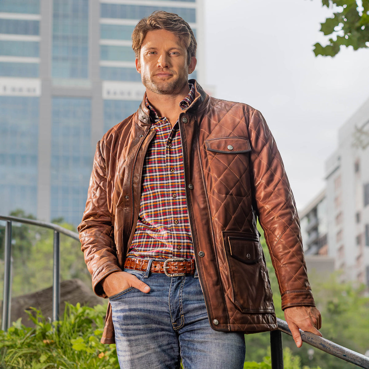 Sedona Waxed Goat Suede Leather Jacket - Bourbon