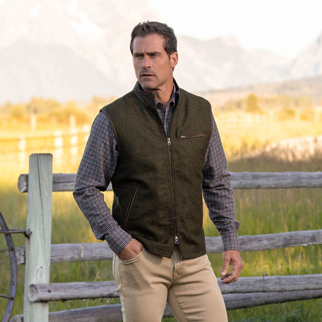 Asheville British Wool Vest - Forest Donegal - Madison Creek