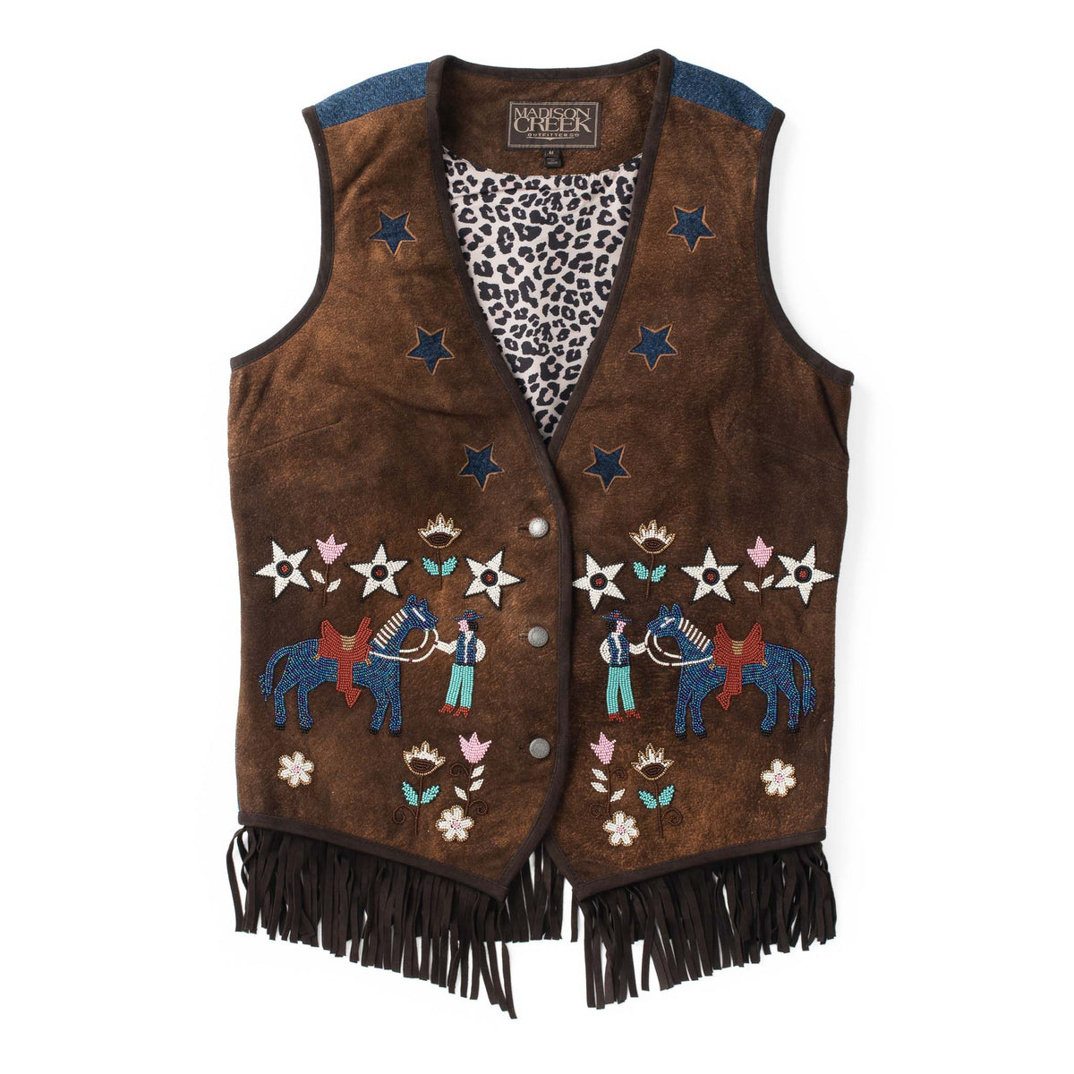 Audi Denim &amp; Leather Fringe Vest