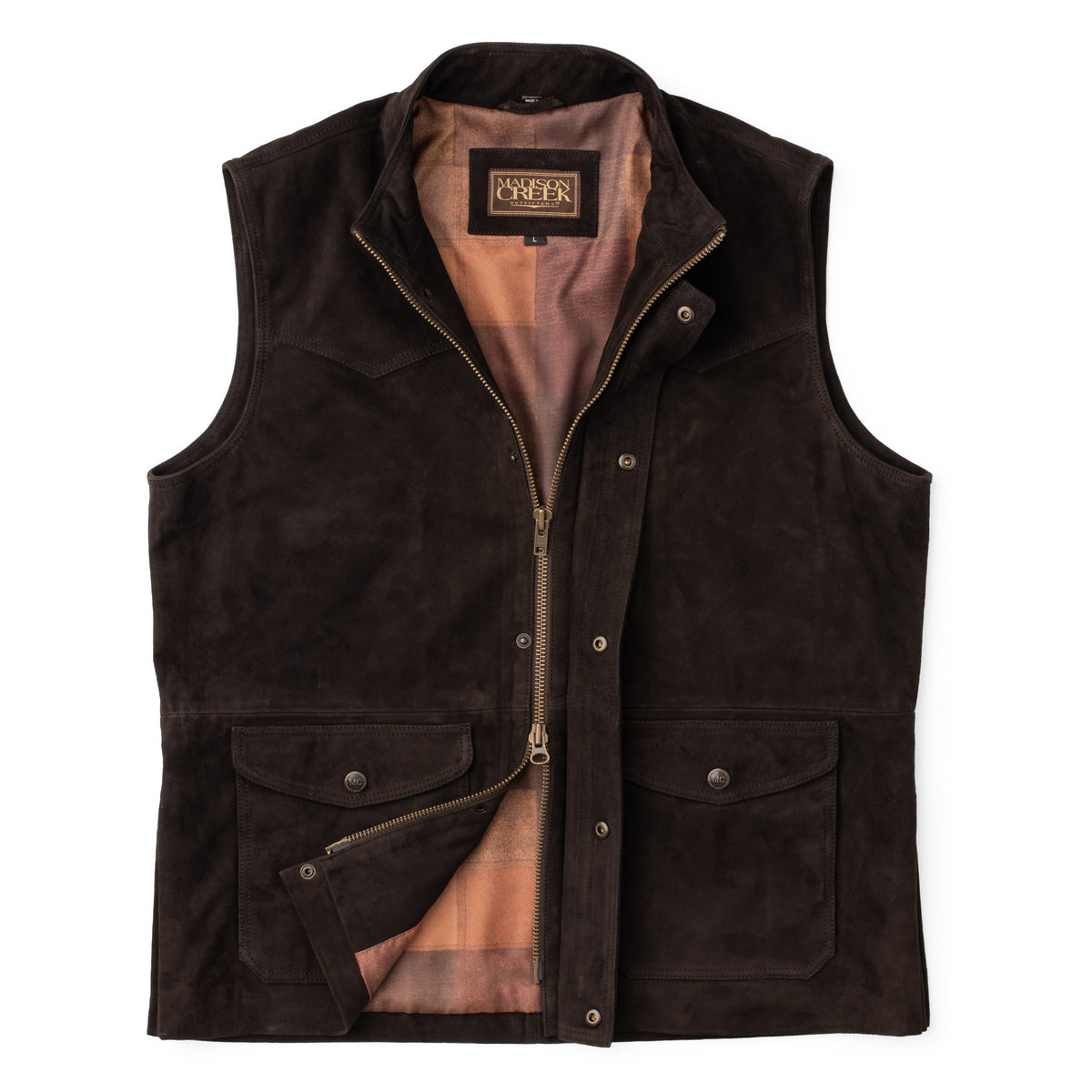 Bandera Goat Suede Leather Vest - Chocolate