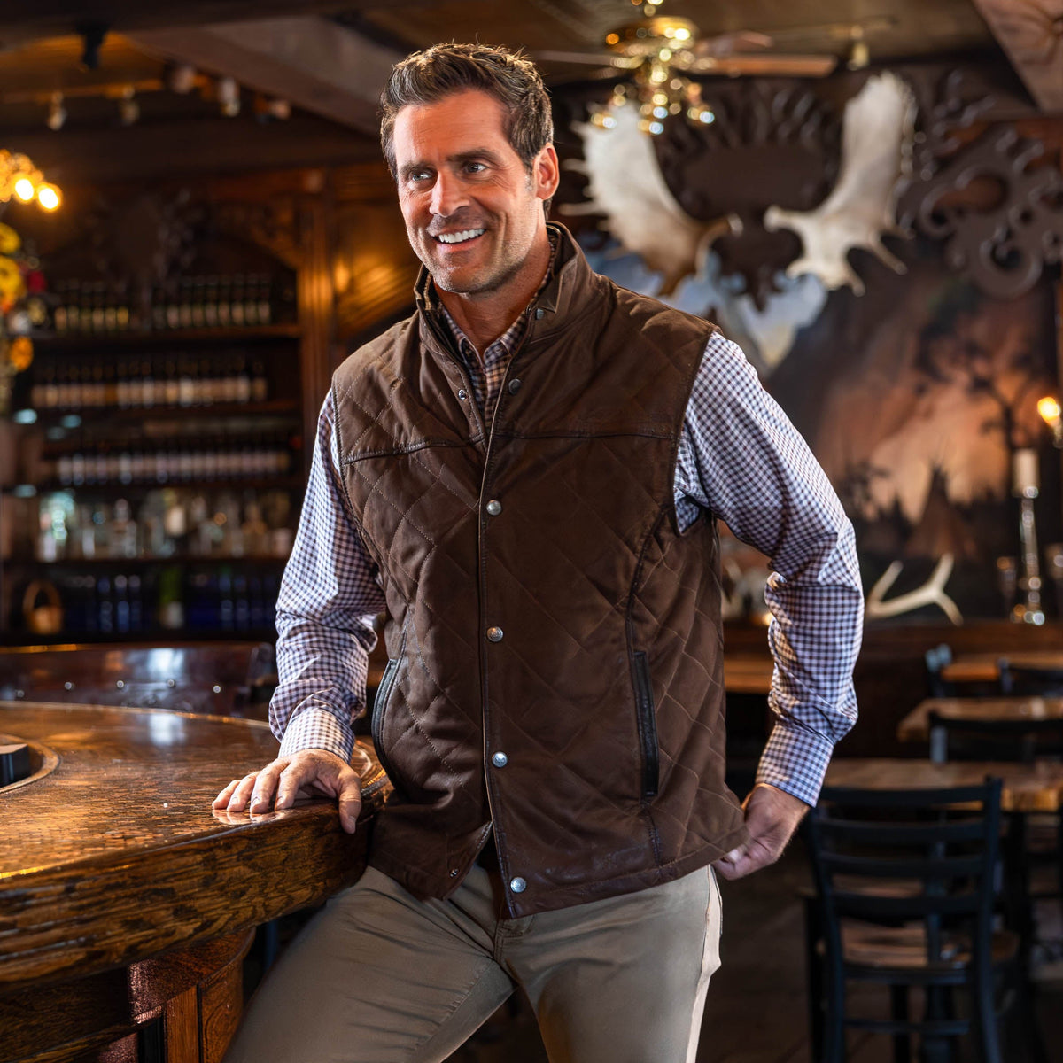 Beaver Creek Waxed Goat Suede Vest - Chocolate