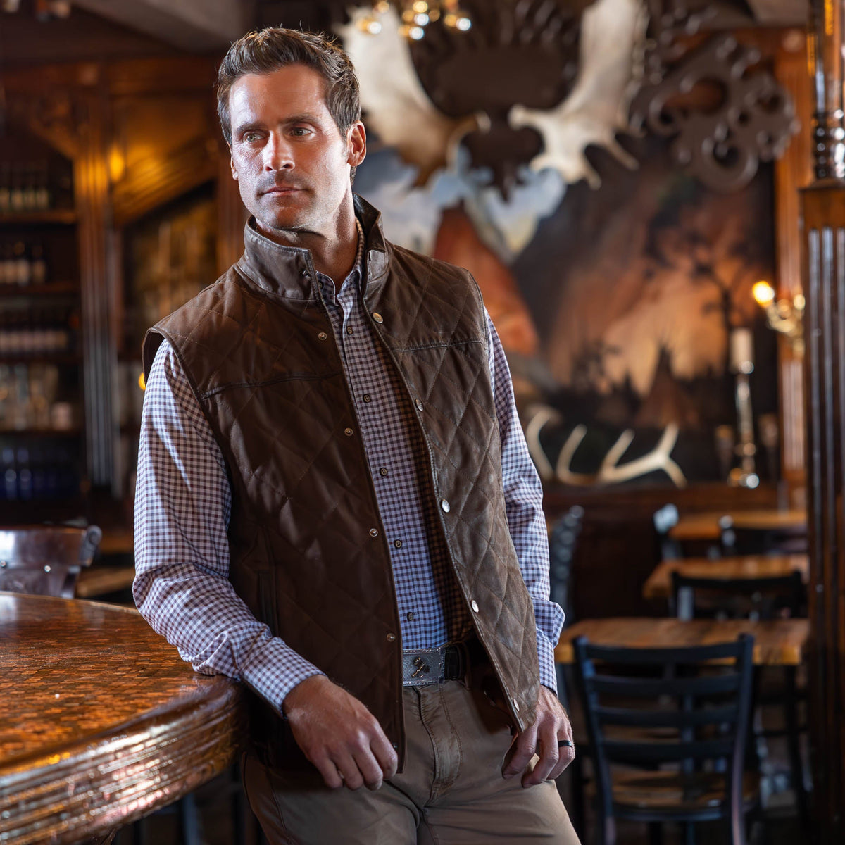 Beaver Creek Waxed Goat Suede Vest - Chocolate