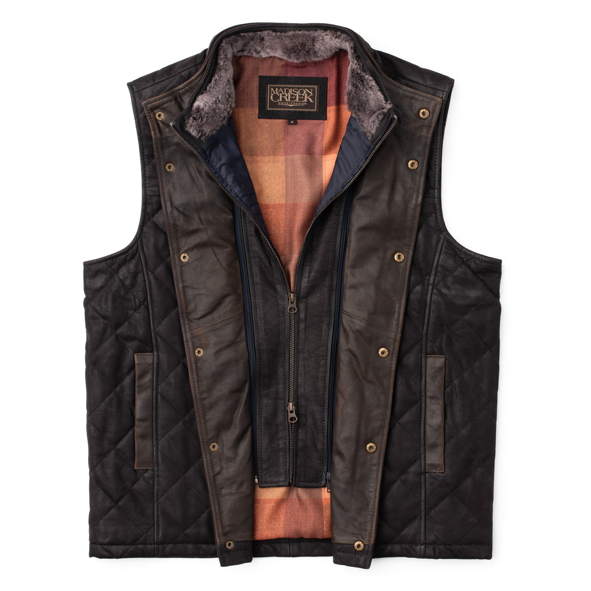 Beaver Creek Waxed Goat Suede Leather Vest - Dark Navy