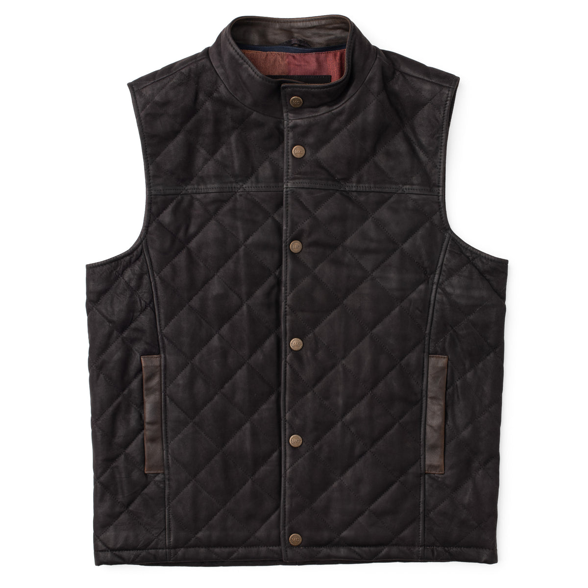 Beaver Creek Waxed Goat Suede Leather Vest - Dark Navy