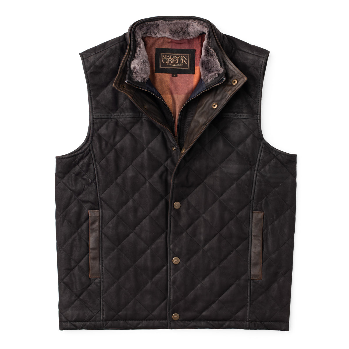 Beaver Creek Waxed Goat Suede Leather Vest - Dark Navy