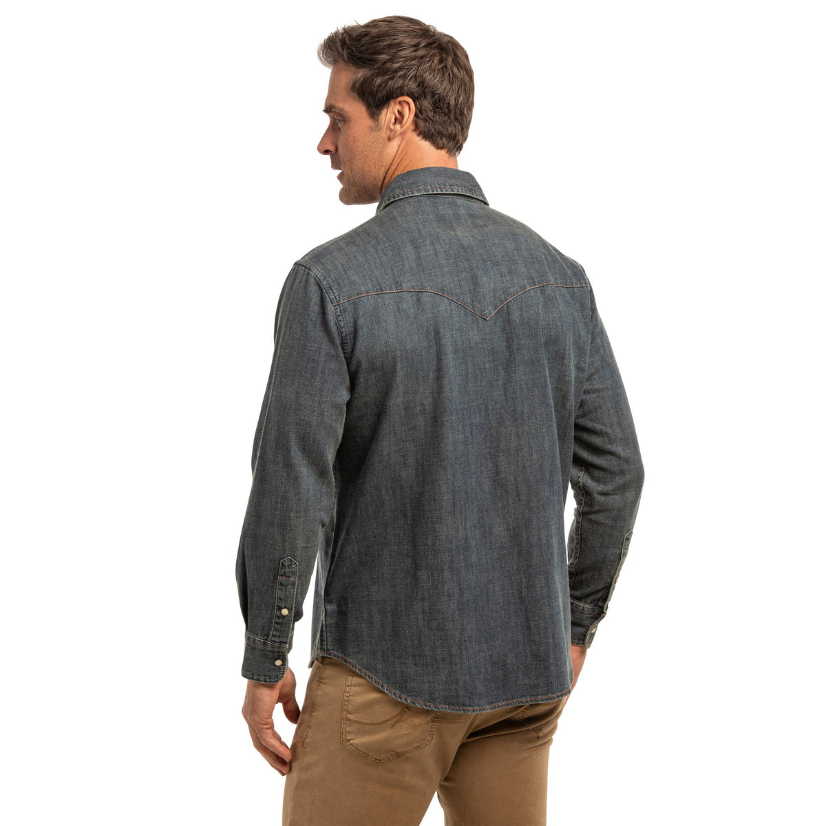 Bisley Washed Denim Western Shirt - Chambray Denim