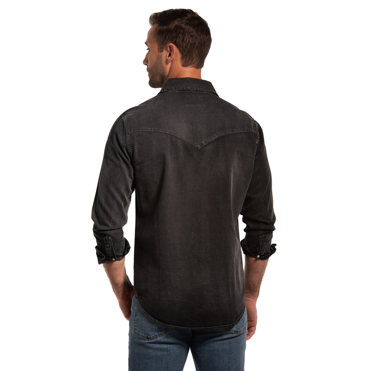 Bisley Washed Denim Western Shirt - Chambray Denim