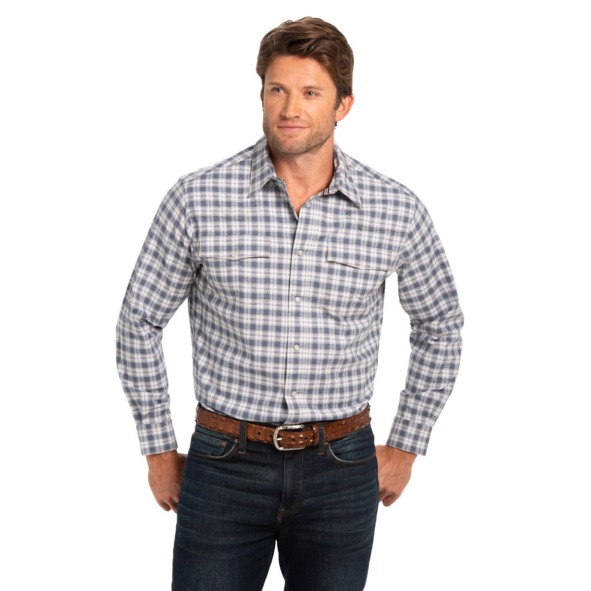 Bisley Plaid Western Shirt - Blue Plaid