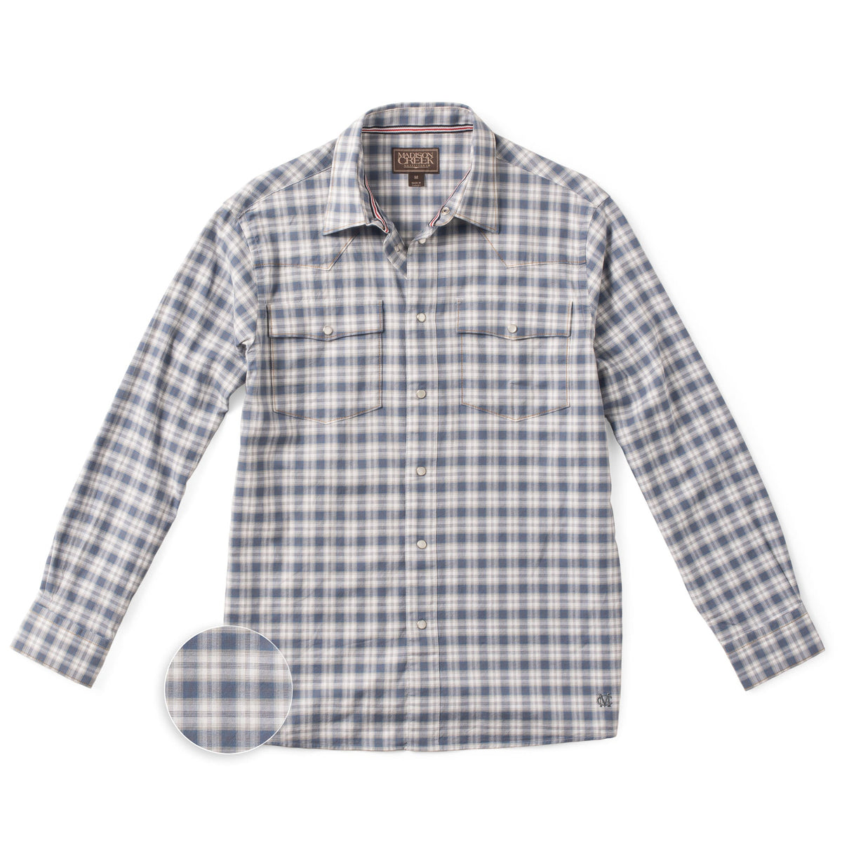 Bisley Plaid Western Shirt - Taupe/Blue Plaid