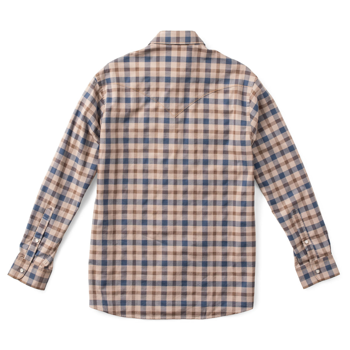 Bisley Plaid Western Shirt - Tan/Blue Plaid
