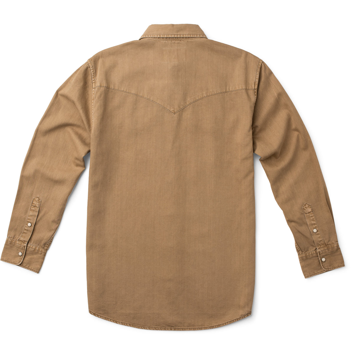 Men's Bisley long-sleeve Western shirt in solid tan with Western yoke - back view
