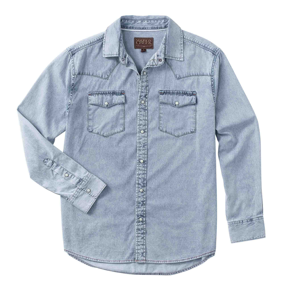 Bisley Washed Denim Western Shirt - Chambray Denim