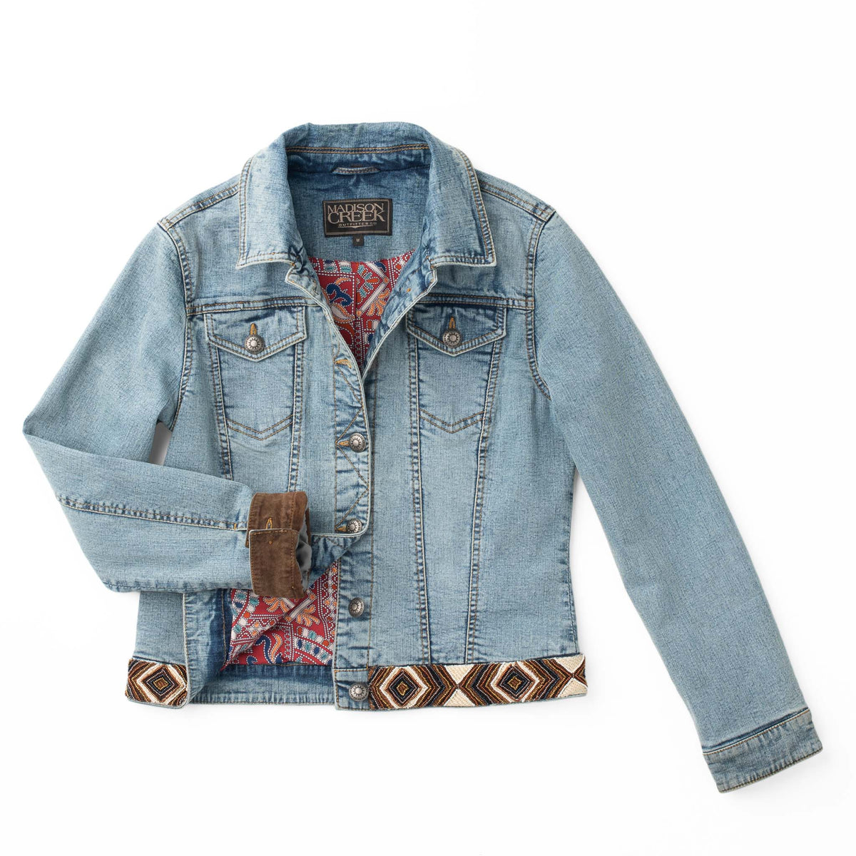 Bison Beaded Denim Jean Jacket