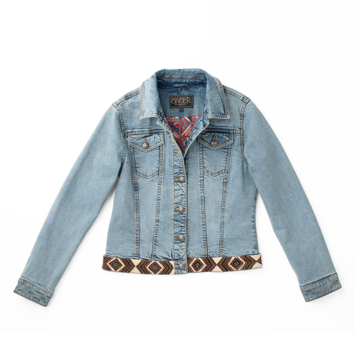 Bison Beaded Denim Jean Jacket