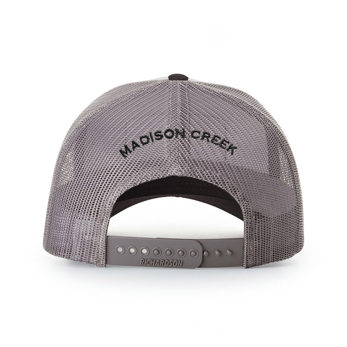 Madison Creek Outfitters Richardson 112 Leather Patch Trucker Hat - Heather Grey/Black