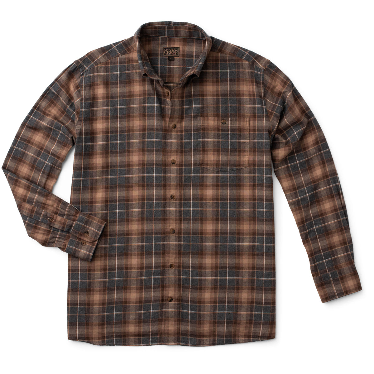 Branch Button-Down Shirt - Grey/Brown Plaid