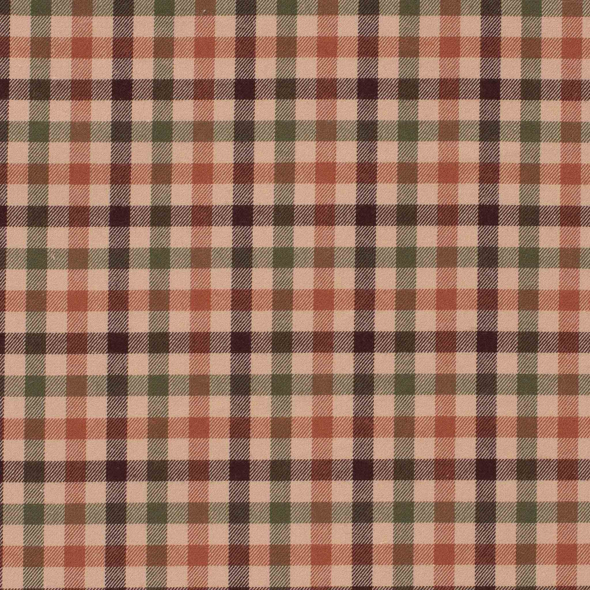 Swatch of Branch men’s stretch cotton button-down shirt in a warm rust, olive and brown check pattern with button-down collar, single patch chest pocket with button closure and horn buttons