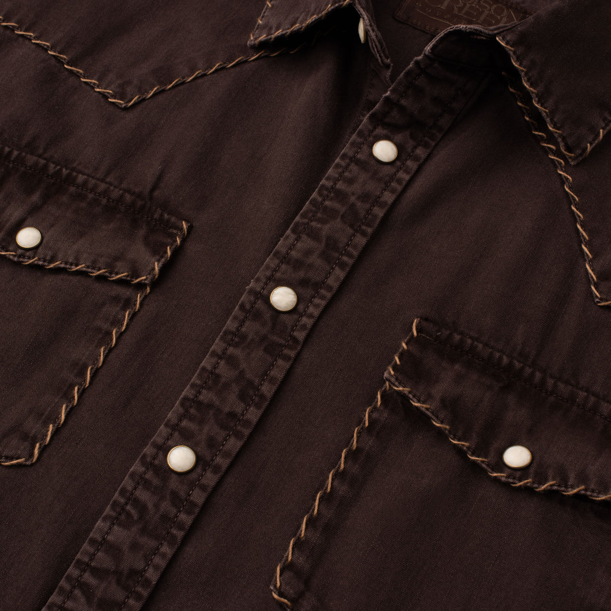 Branson Whipstitch Western Shirt - Coffee