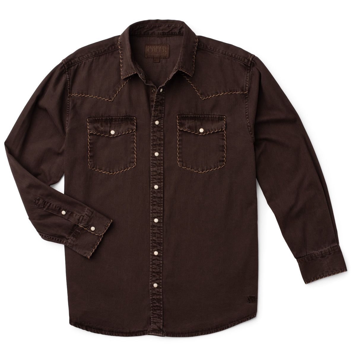 Branson Whipstitch Western Shirt - Coffee