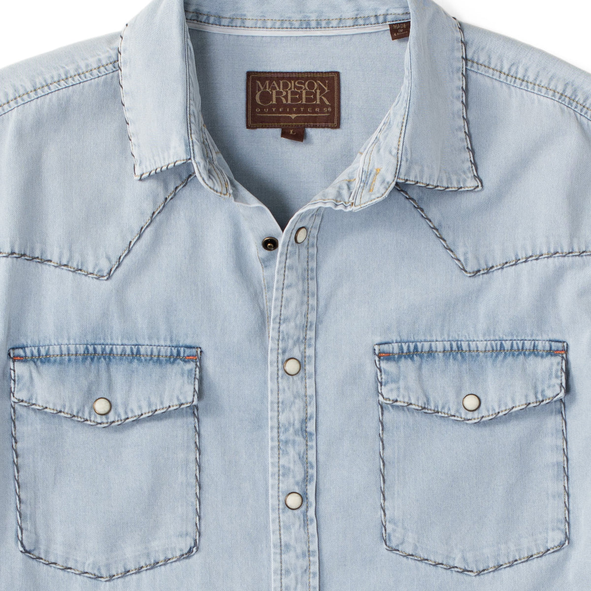 Branson Whipstitch Western Shirt - Chambray Denim