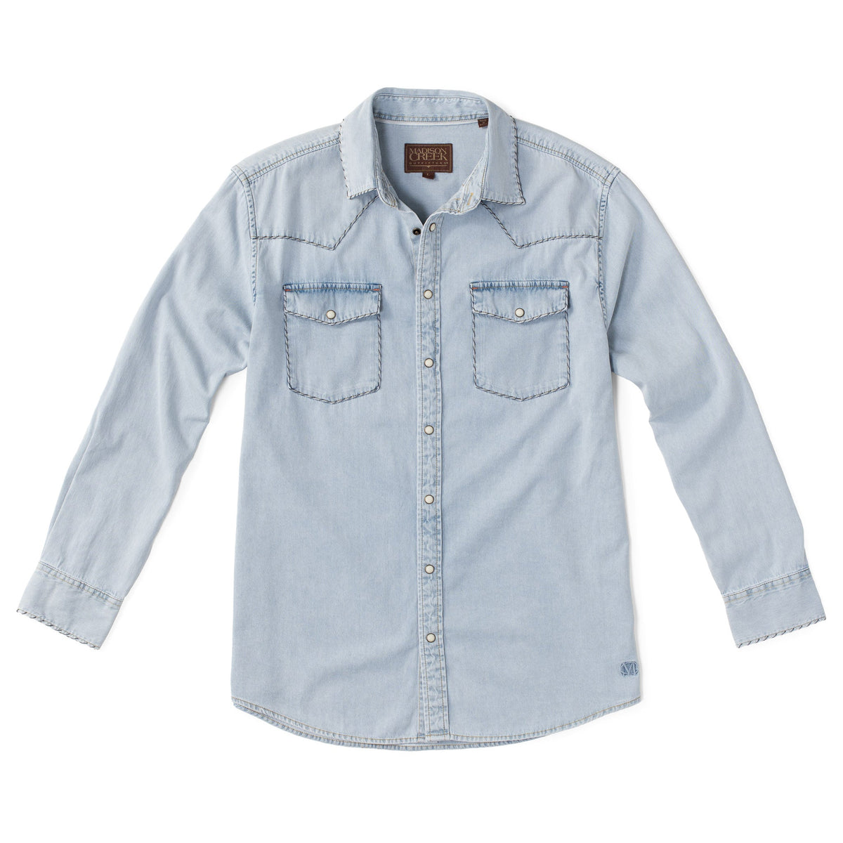 Branson Whipstitch Denim Shirt - Black Denim