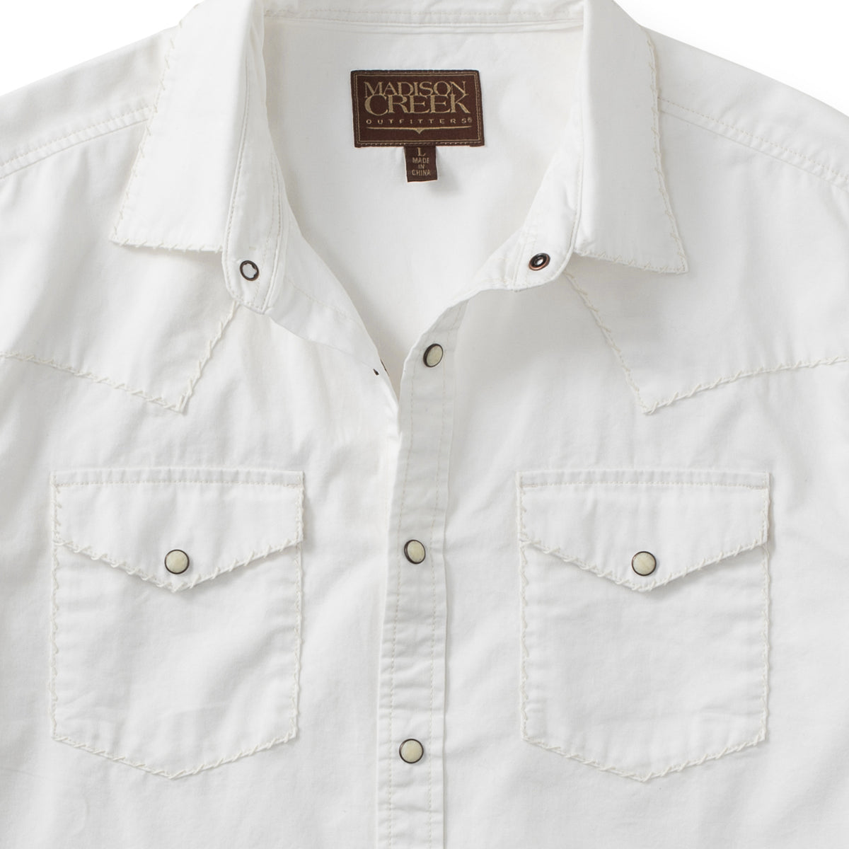 Branson Whipstitch Western Shirt - White
