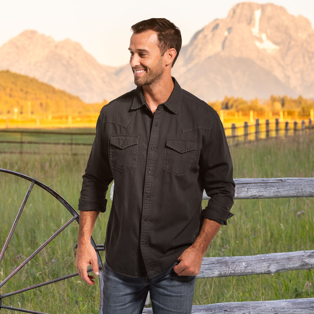 Branson Whipstitch Denim Shirt