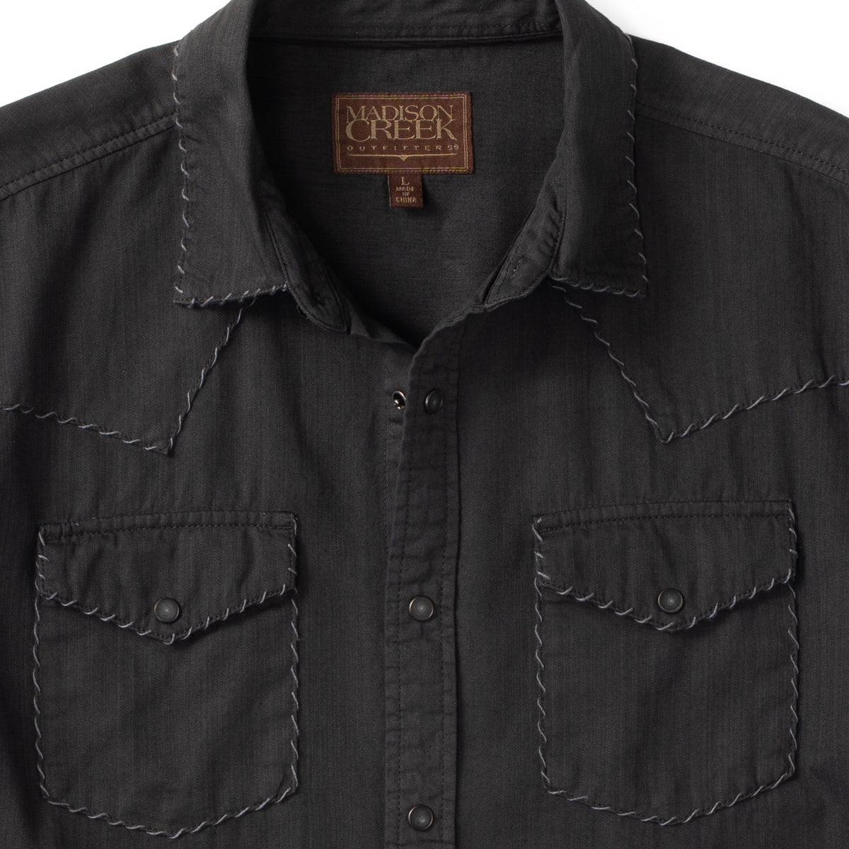 Branson Whipstitch Western Shirt - Black Denim