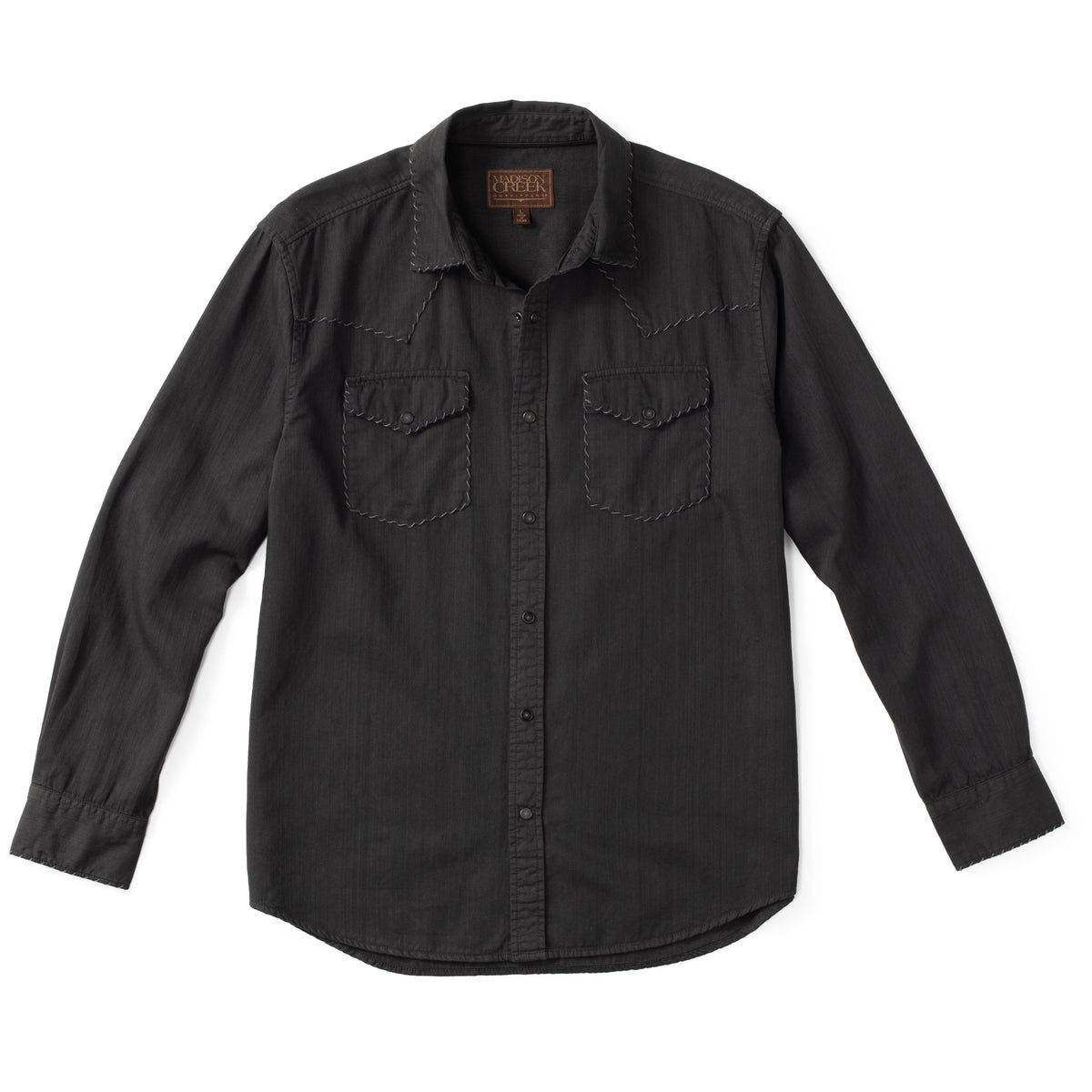 Branson Whipstitch Western Shirt - Black Denim