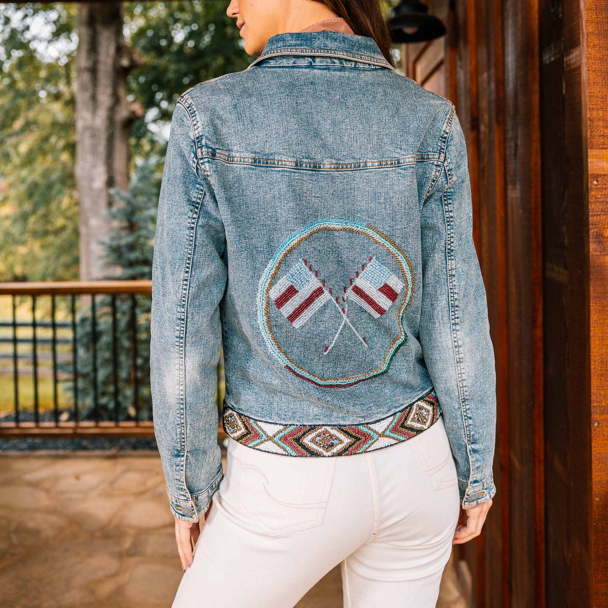 Bryn Beaded Denim Jean Jacket