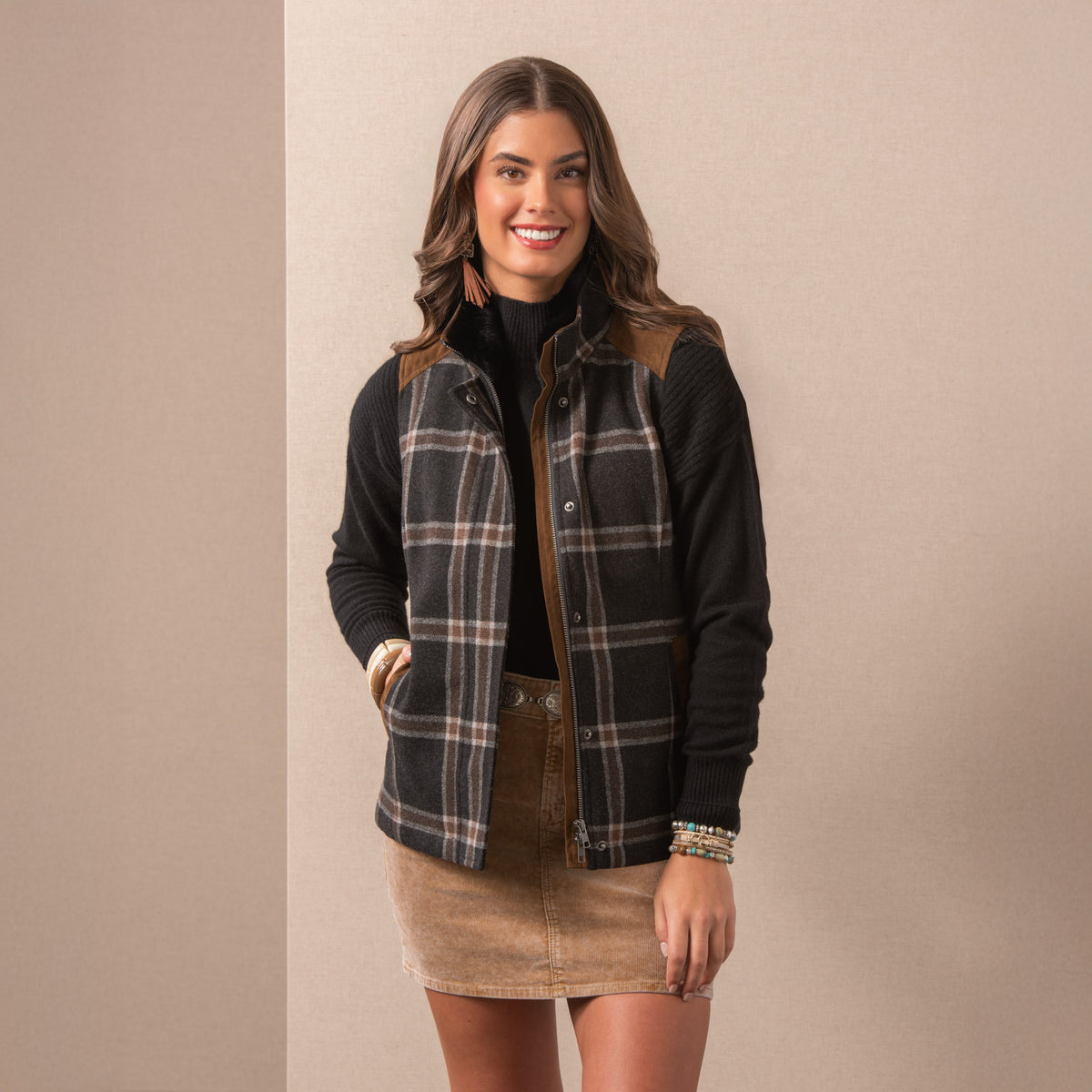 Cashiers Wool Blend Vest - Dark Grey Plaid