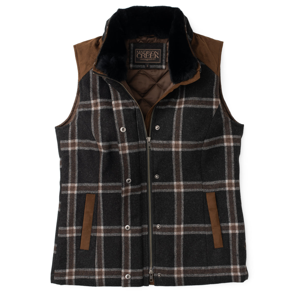 Cashiers Wool Blend Vest - Dark Grey Plaid