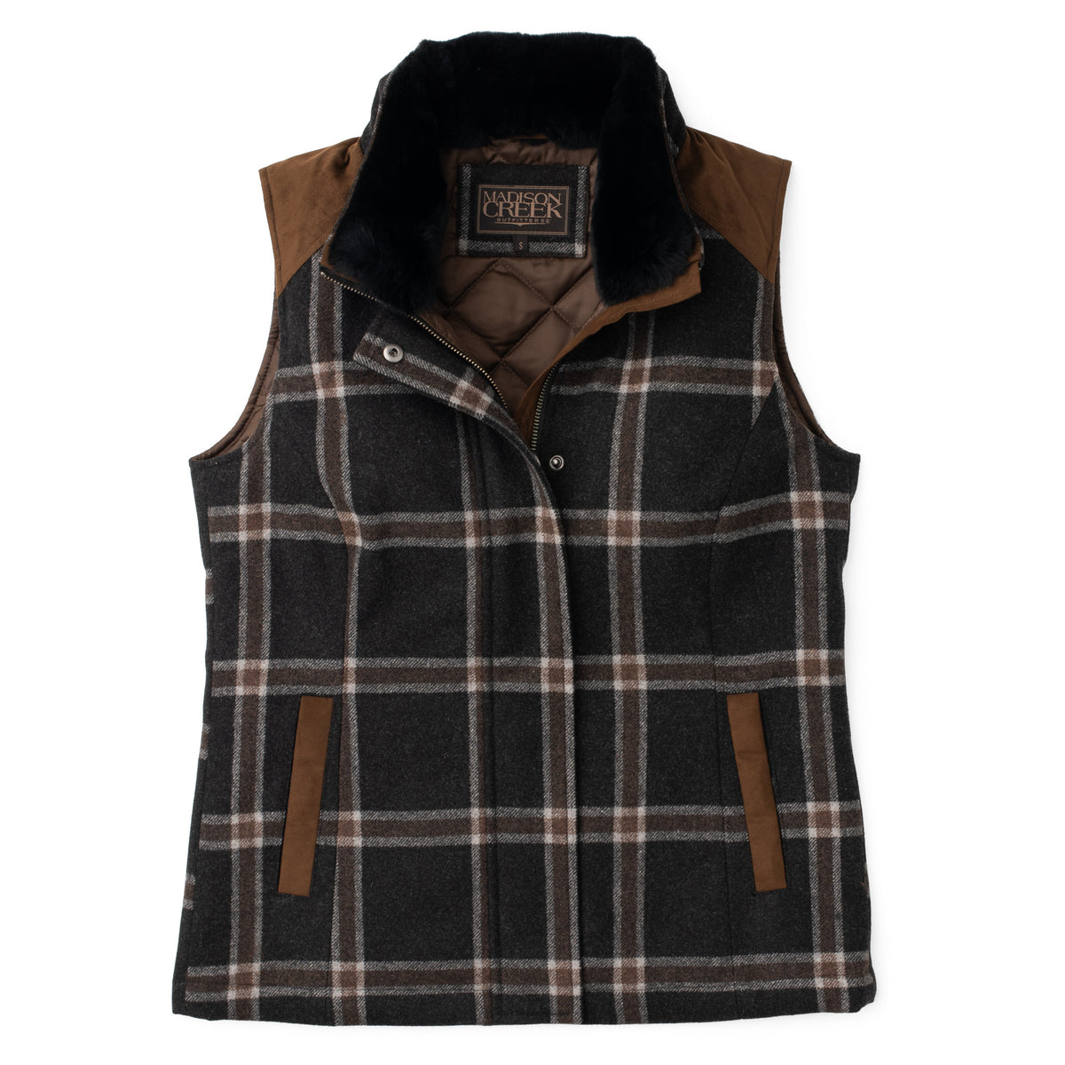 Cashiers Wool Blend Vest - Dark Grey Plaid