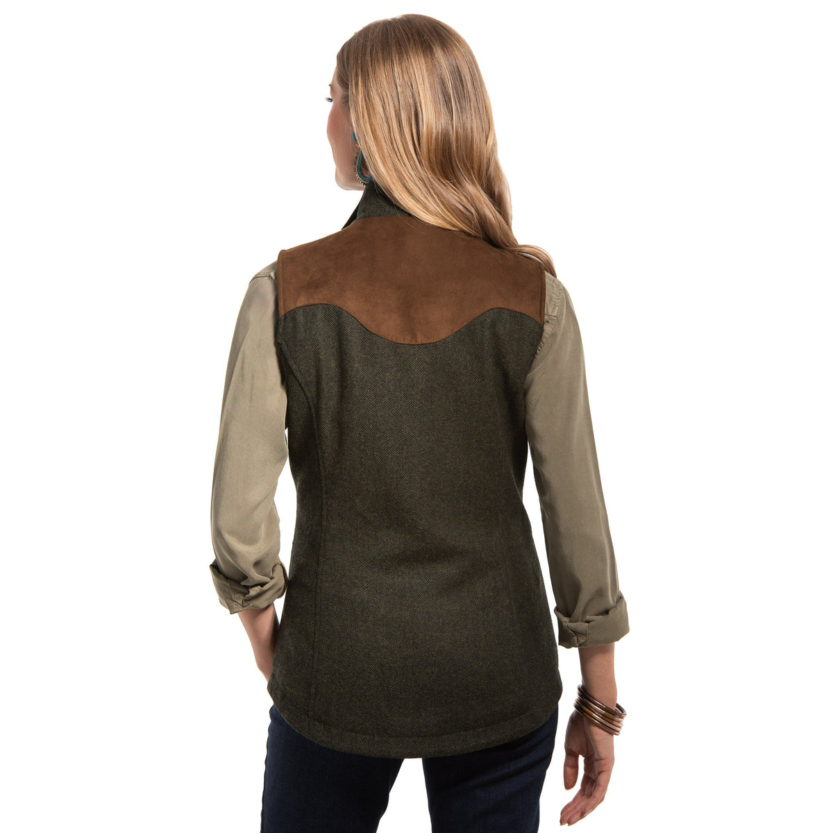 Channel Wool Vest - Pine Herringbone