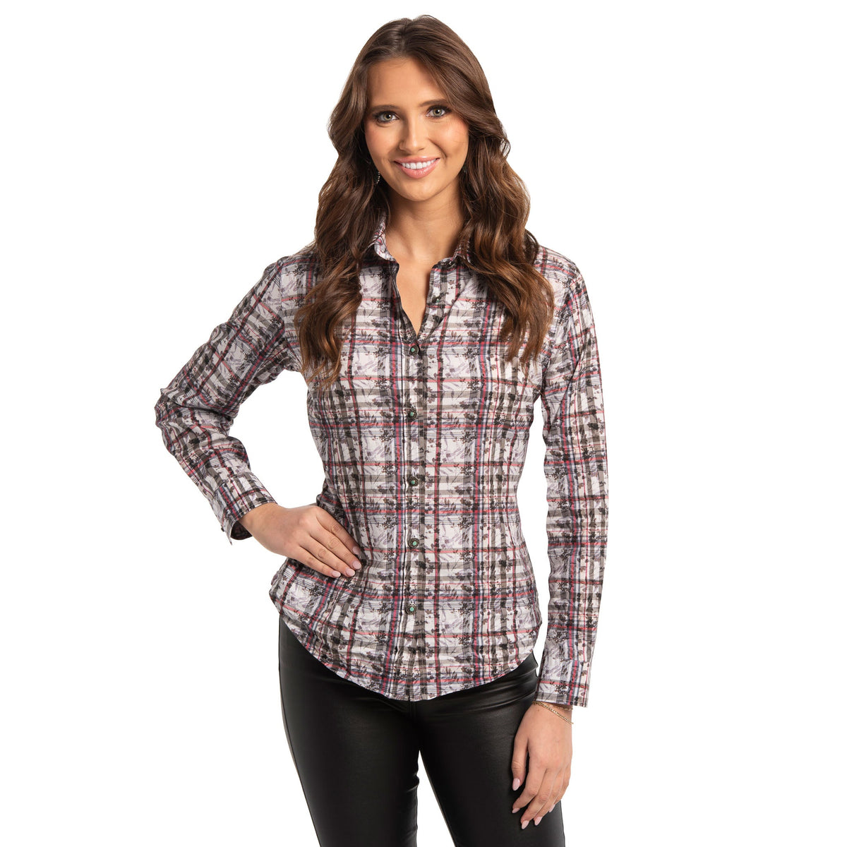Claire Floral Plaid Print Shirt - Olive & Ruby