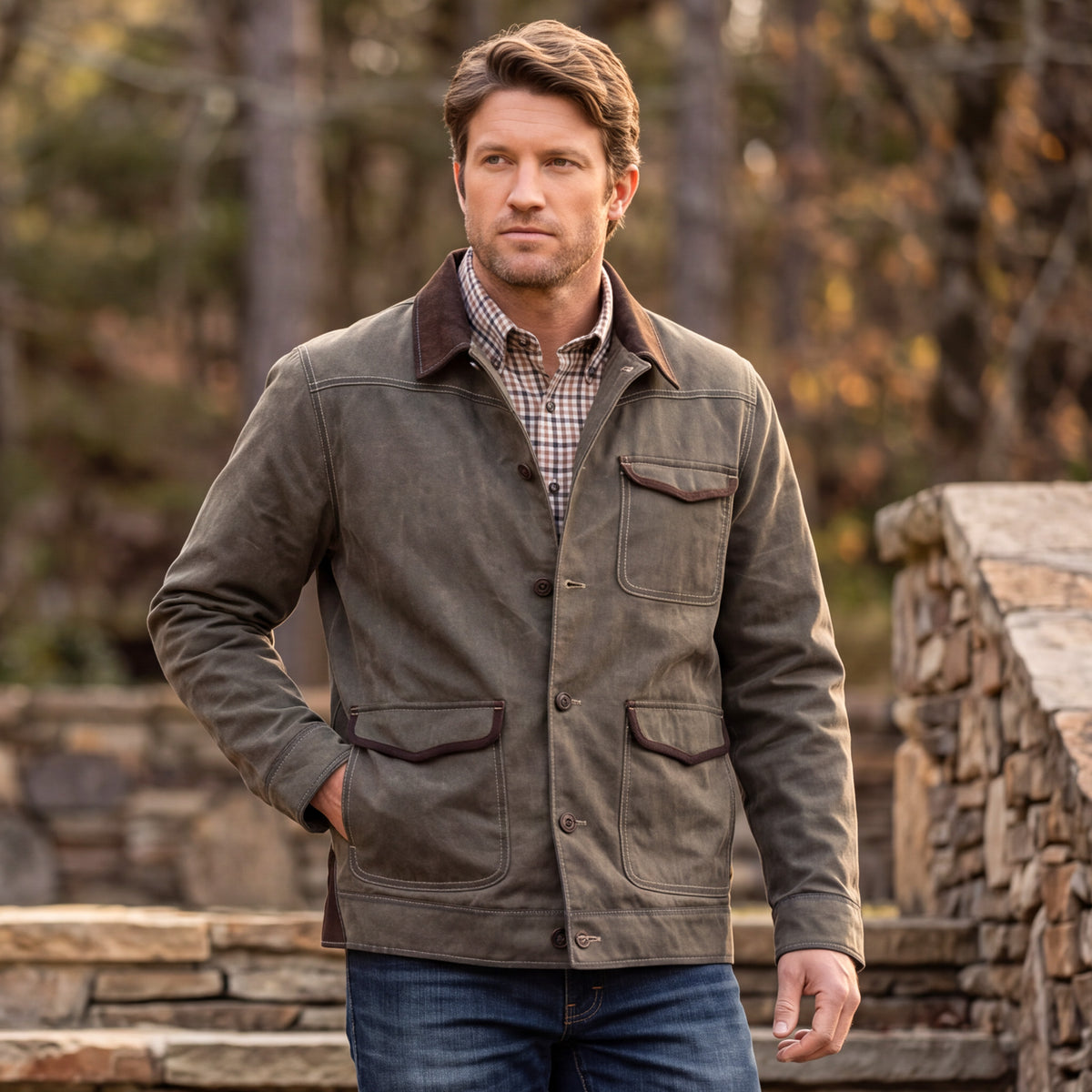 Duvall Washed Cotton Twill Field Jacket - Dusty Olive