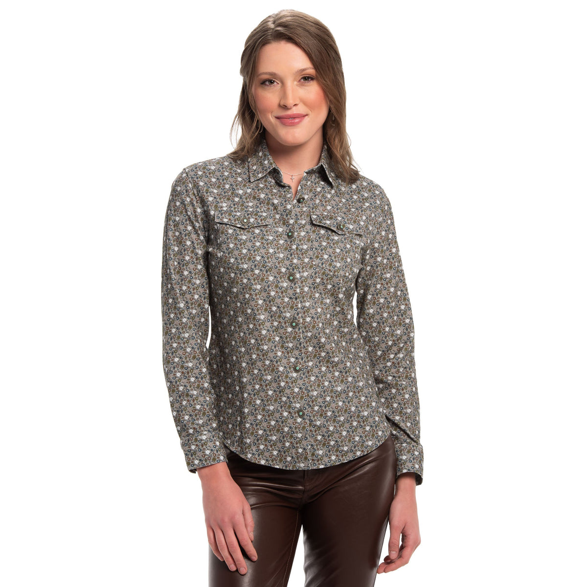 Gail Floral Corduroy Shirt - Sage Floral