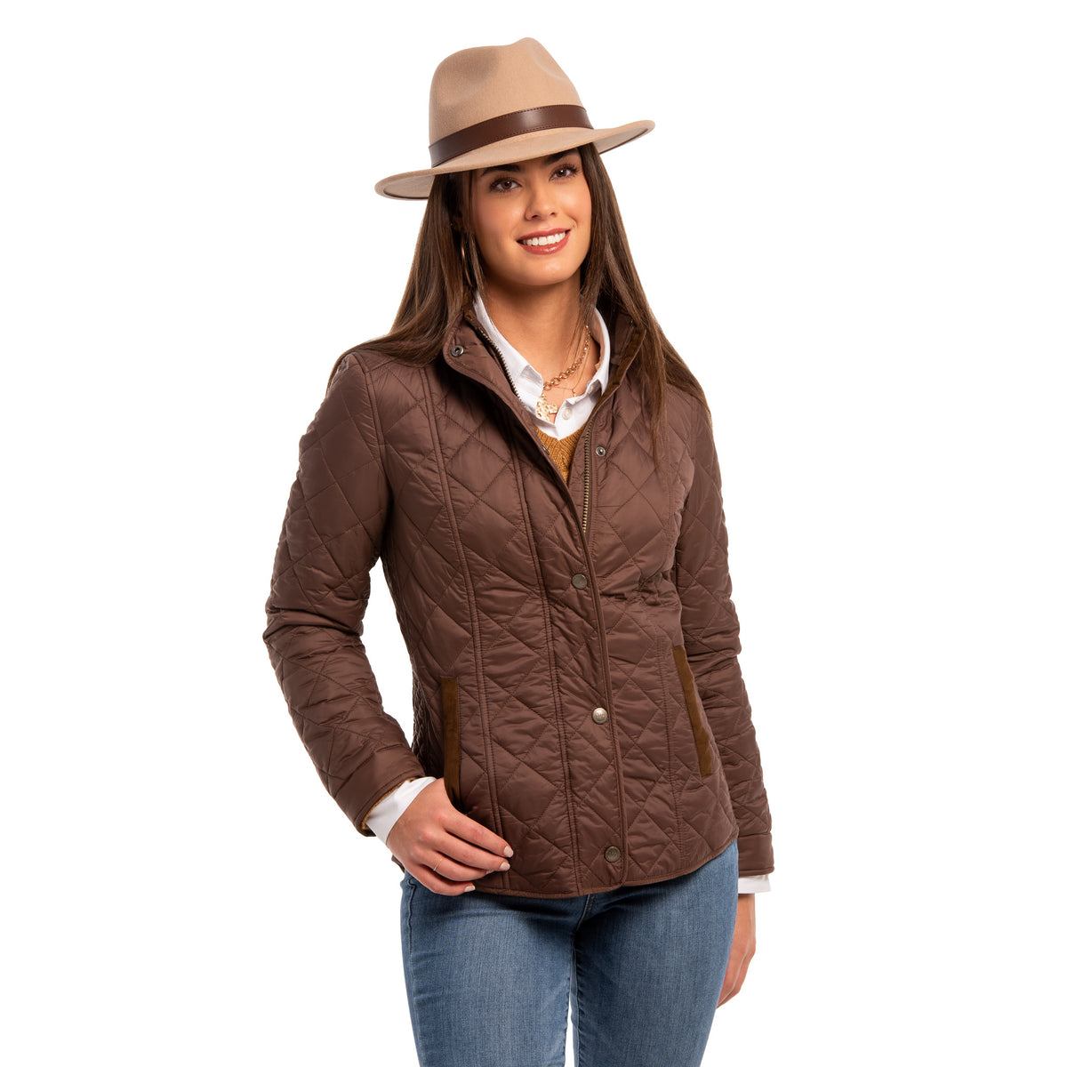 Georgia Quilted Nylon Jacket - Chocolate Brown