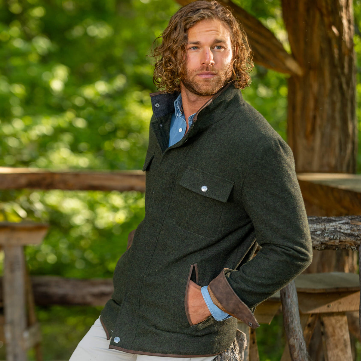 Grayson Wool Blend Shirt Jacket - Pine
