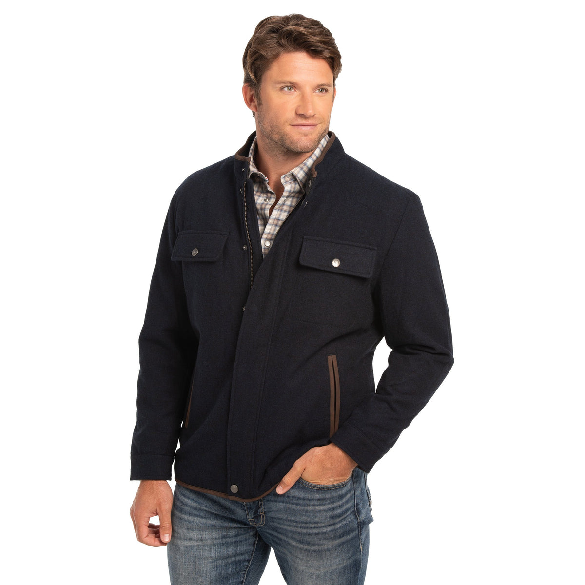 Grayson Wool Blend Shirt Jacket - Navy