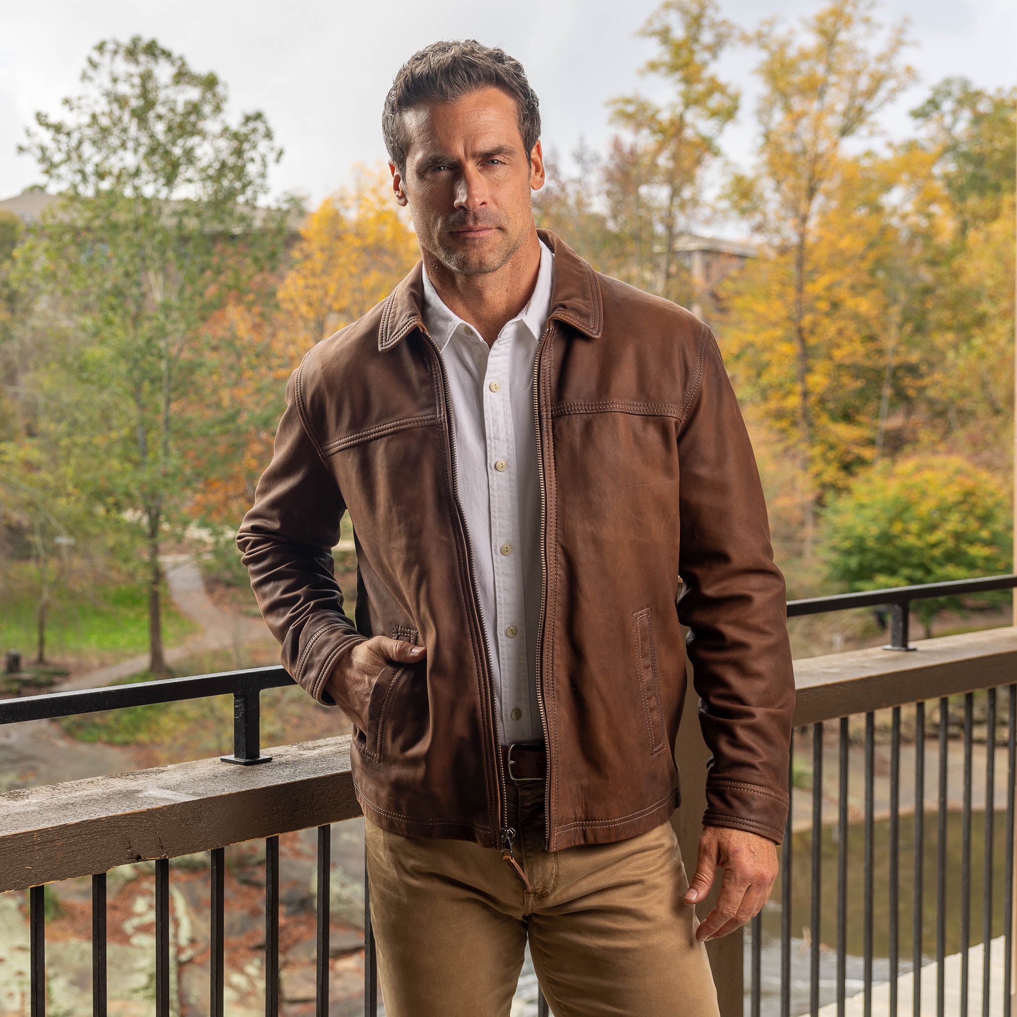 Hickory Lightweight Sheepskin Leather Jacket L Hickory Lightweight Sheepskin Leather Jacket L