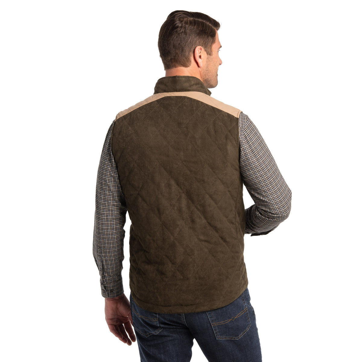 High Point Nylon & Microsuede Reversible Vest - Olive / Taupe