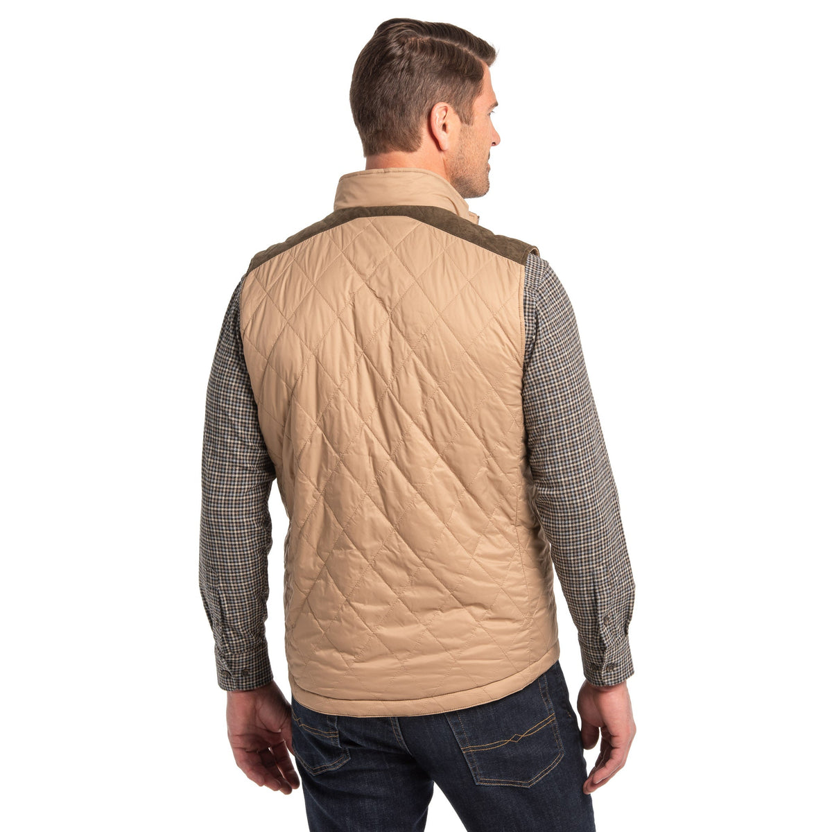 High Point Nylon & Microsuede Reversible Vest - Olive / Taupe