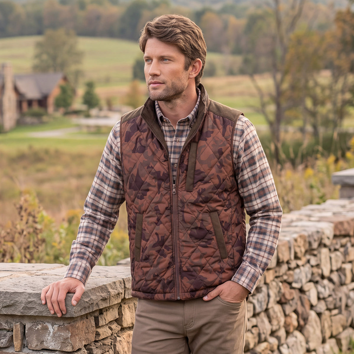 High Point Reversible Vest - Olive/Vintage Camo