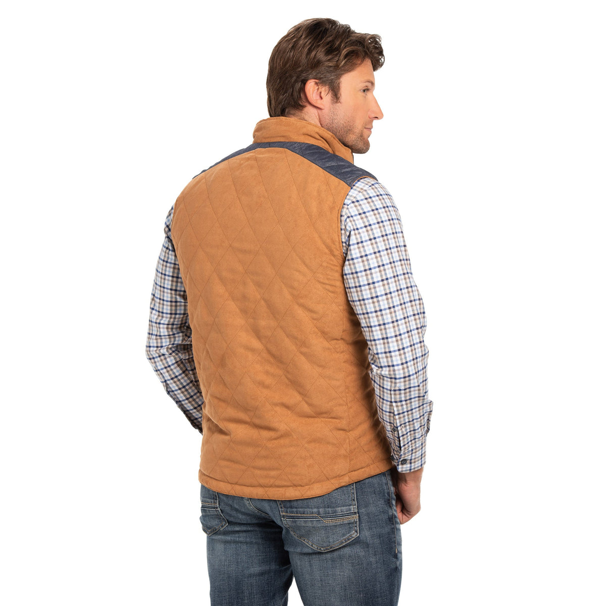 High Point Nylon & Microsuede Reversible Vest - Whiskey / Navy