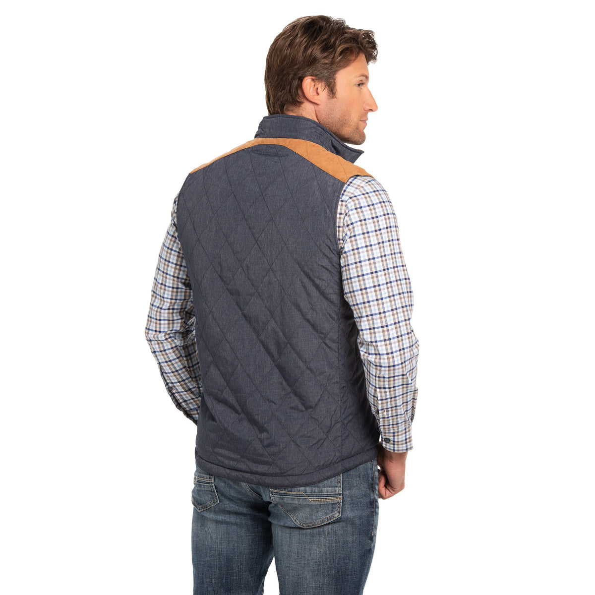 High Point Nylon & Microsuede Reversible Vest - Whiskey / Navy